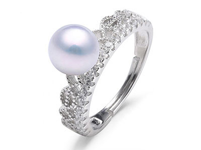 White Pearl Ring Sterling Silver