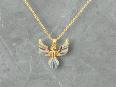 Blue Winged Gold Necklace 