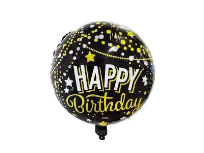 Black Happy Birthday Helium Round Balloon 