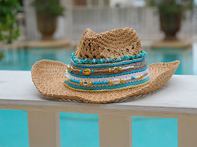 Turquoise Beads Straw Hat|Women Accessories