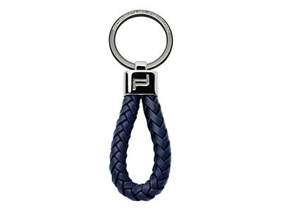 Key Chain Leather Blue Cord
