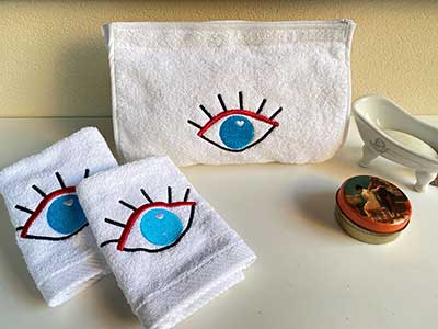 Evil Eye Set of two mini towels & one pouch