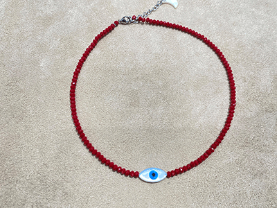 Red Beads with Eye Necklace