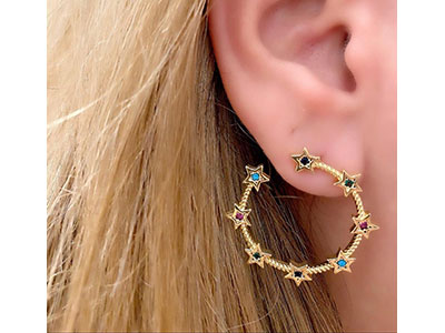 Stars Loop  - Gold Plated Earrings 