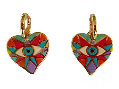 Heart with Colored Drawing Earrings