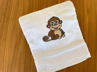 Embroidered Monkey Towel