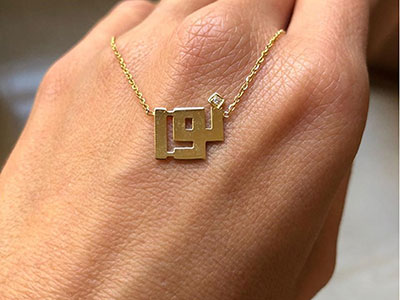 Gold Plated Name With Gem|Present