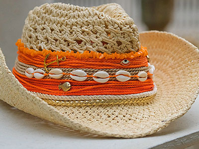 Orange Lines Straw Hat|Women Accessories