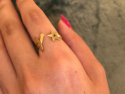Initial-Birth Stone Star Ring|Giftonclick