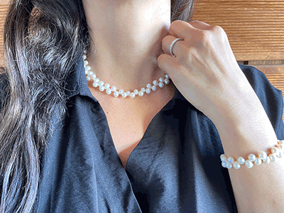 Set of Natural Pearl Necklace & Bracelet