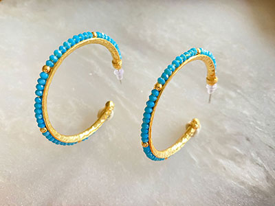 Turquoise Hoops Earrings|Women Accessories